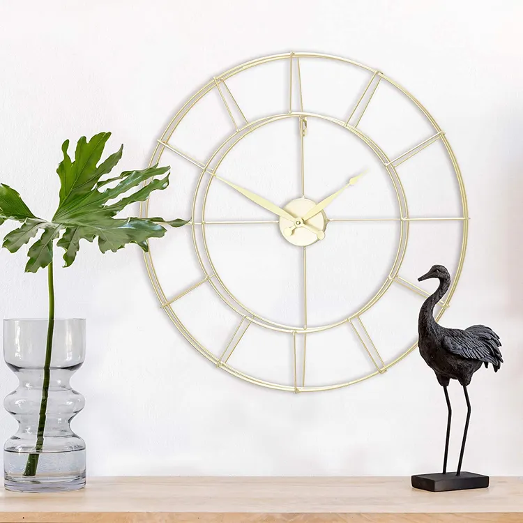 W202 16 To 28 Inch Giant Great Big Huge Modern Large Copper Mantel Aluminum Iron Metal Gold Wall Clock