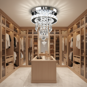Lustre LED <span class=keywords><strong>rond</strong></span> en cristal de 250 mm de diamètre avec perles pointues, luminaire de plafond encastré pour chambre et restaurant - Product Image 1