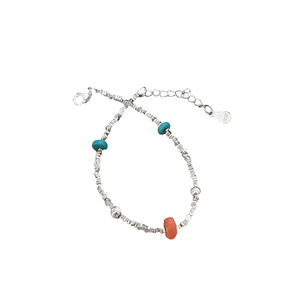 Bracelet en argent sterling Yinruitai S925 avec perles arc-en-ciel pour femmes, bracelet simple fait main avec fragments d'argent irréguliers, bracelet polyvalent - Product Image 4
