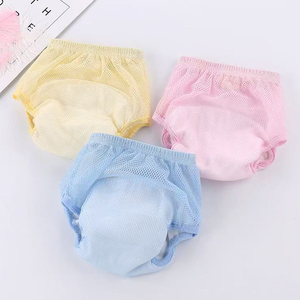 Katı düz ucuz yaz Polyester örgü bebek kullanımlık lazımlık alıştırma külodu su geçirmez tuvalet öğrenme iç çamaşırı bezi işemek pantolon - Product Image 1