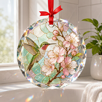 Ornement suspendu en verre de cristal personnalisé, paysage élégant, ornement décoratif en verre de cristal pour la chambre à coucher, le bureau, la décoration murale intérieure