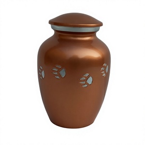 Urne funéraire marron pour animaux de compagnie avec motif de patte, designs personnalisables, urne et pots métalliques pour cendres d'animaux bien-aimés, souvenir pour les funérailles - Product Image 1