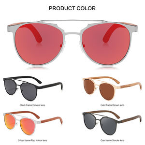 2025 vente chaude unisexe lunettes de soleil polarisées haute qualité cadre en métal à la mode lunettes de soleil en bois avec double pont nuances - Product Image 2