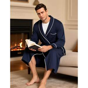 Bata de baño personalizada para hombre de viscosa de bambú, hasta la rodilla, suave y cómoda, bata de lujo para spa, para hombre - Product Image 4