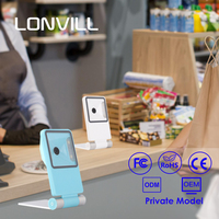 LONVILL Lecteur de codes QR USB RS232 1D 2D Mini lecteur de codes-barres de bureau léger et portable et pliable
