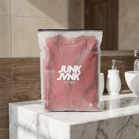 Sac d'emballage biodégradable avec fermeture éclair, impression personnalisée du logo de la marque, finition givrée, pour vêtements