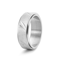 Nouvelle bague rotative en acier inoxydable 8 mm, argent, or, noir, motif sergé, logo laser diagonal, bagues de doigt en acier inoxydable 790