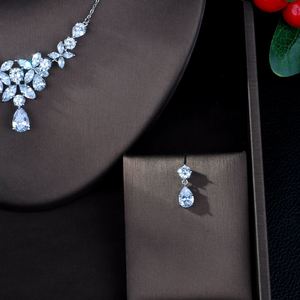 HIBRIDE Ensembles de bijoux de mariée zircon cubique exclusif Dubai plaque d'or bijoux de luxe zircon cubique collier bijoux N-134 - Product Image 3