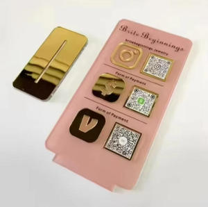 Exhibidor de Letreros Comerciales Rosa Personalizado con Icono Dorado con Logotipo de Contacto Social de <span class=keywords><strong>Instagram</strong></span> y <span class=keywords><strong>Facebook</strong></span> - Product Image 2