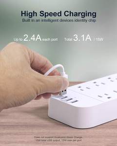 Tira de alimentación de 6 vías, interruptor de protección contra <span class=keywords><strong>sobretensiones</strong></span>, enchufe eléctrico, toma ETL - Product Image 2