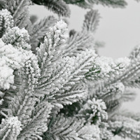 Arbre de Noël floqué populaire en PE+PVC, avec neige artificielle, arbre nu et décoration de Noël auto-éclairante