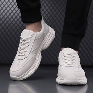 Zapatos Deportivos Casuales para Hombre, de Cuero Blanco, Antideslizantes, Ligeros, con Tacón Bajo, Entresuela de EVA y Suela de Goma, Estilo para Caminar - Product Image 3