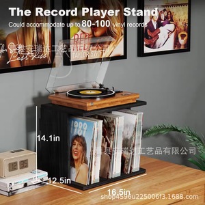 Solid Wood <b>Record</b> Storage Rack Vinyl Player <b>Stand</b> With Storage Box For Home Use - Product Image 4