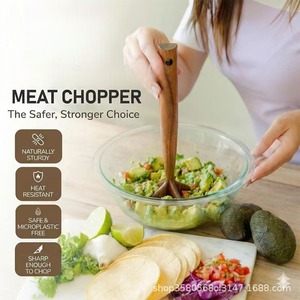 Wooden Potato Masher Solid Wood Handheld Kitchen Tool Minimalist Style Eco Friendly <b>Meat</b> Poultry Tools - Product Image 3