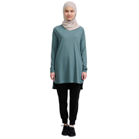 İki Parçalı Kadın Müslüman Tesettür Günlük Stil Spandeks/Polyester Rahat Hafif Renk Bloklu Hızlı Kuruyan Nefes Alabilen