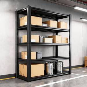 Utility Garage <strong>Warehouse</strong> <strong>Rack</strong> Heavy Duty <strong>Steel</strong> <strong>Metal</strong> Adjustable Boltless Shelving Storage Industrial 5 Tier Durable Black - Product Image 1