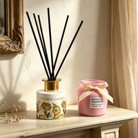 Ensemble de parfums d'ambiance pour la maison, diffuseur à bâtonnets en rotin, bougie parfumée en verre rose, aromathérapie, décoration de la maison, naturel, biodégradable