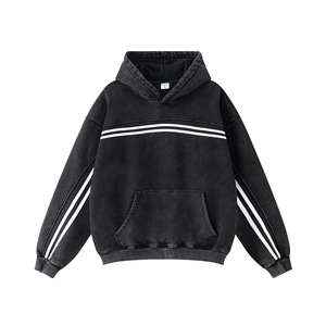 Sudadera con Capucha Deportiva a Rayas de Terciopelo Grueso de Algodón para Otoño, Marca de <span class=keywords><strong>Moda</strong></span> Urbana Europea y Americana - Product Image 2