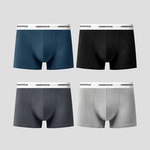 Calzoncillos bóxer de algodón y LICRA de cintura media para hombre, bóxer de tiro medio XL transpirable con estampado de logotipo personalizado, tela ODM para adultos - Product Image 1