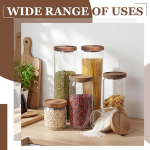 Modern Kitchen Borosilicate Stackable Airtight Clear Cylinder Glass <b>Jar</b> Cork Lid Microwavable Heat-Resisting Food Storage - Product Image 3