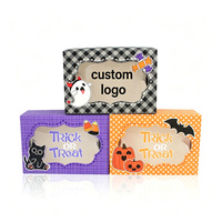 Boîte à biscuits d'Halloween en gros pour la fête de la Toussaint, avec fenêtre transparente, motifs citrouille, chat noir, fantôme, boîte cadeau en papier pour emballage de faveurs de fête