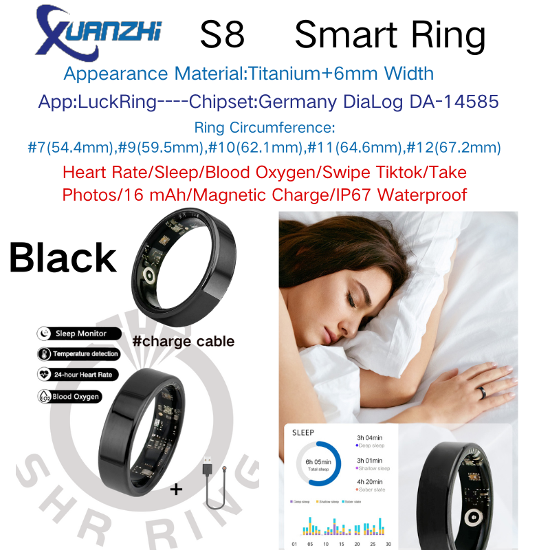 Xuanzhi-S8-health-sleep-fitness-smart-ring noir