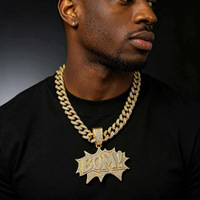 Collier pendentif en forme d'explosion Bling BOMB pour homme, plaqué or et argent, accessoires streetwear hip-hop pour rappeurs