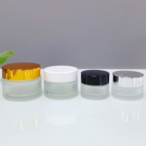Luxury Small clear Frosted Glass Cream Jar Cosmetic Packaging 2oz 8oz Glass Jars with Gold Silver Metal Lids for Body Butter - Product Image 2