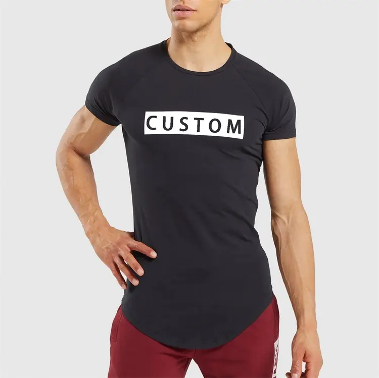 Camiseta de musculação personalizada, camiseta longline para homens