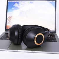 Headphone gaming tanpa kabel, headset earphone dengan bando gaya logam LED menyala BT di dalam mikrofon