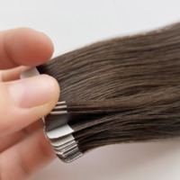Extensions de cheveux chinoises Remy à bandes adhésives # 2 Extensions de cheveux double épaisseur, pointes alignées, cuticules intactes, lisses et douces, 14-24 pouces