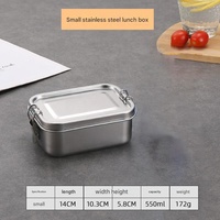 Boîte à lunch bento en acier inoxydable 304 de 550 ml, récipient alimentaire étanche pour la préparation des repas, le fitness, le contrôle des portions
