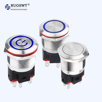 Interrupteur à bouton-poussoir étanche à 5 broches 22 mm, interrupteur éclairé par LED à courant élevé pour panneau de commande de machines de construction