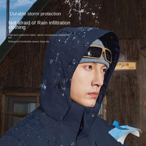 Autumn Winter Three-in-One Outdoor Overalls Left Chest Oblique Zipper Stand Solid Windproof Waterproof Custom Spot Wholesale - Product Image 2