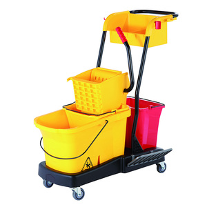 Plastic Housekeeping Cleaning wringer Hand Carts & Trolleys janitorial cart for Hotel and Restaurant with 4 strong wheels - Product Image 6