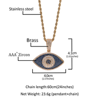 Bijoux mauvais œil en plaqué or cz glacé, pendentif, collier mauvais œil, produits tendance 2022