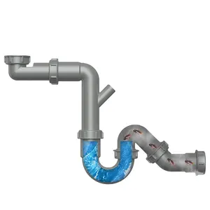 Nuova vendita calda 40mm All-In-One tubi di drenaggio cucina plastica PP lavello tubo di scarico Multi-funzione P Trap Pipe per scolapiatti regolabile