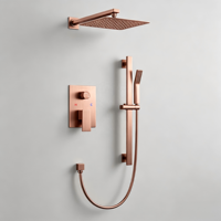 Kit de douche encastré en nickel brossé, combinaison de douche murale résistante au ternissement avec barre coulissante pour salles de bain classiques et modernes