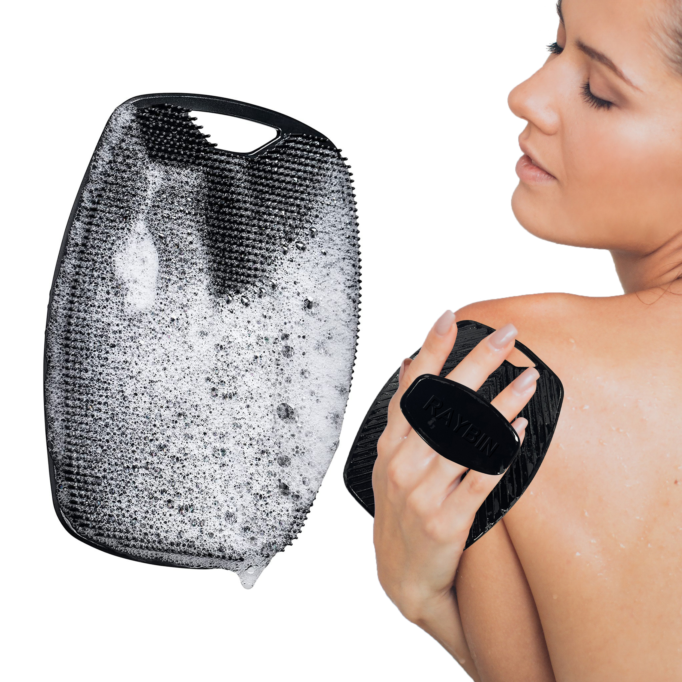 Nieuwe Body Buffer Premium Siliconen Bad Scrubber Exfoliërende Rug Gezicht Haar Hoofdhuid Borstel Zwarte Siliconen Body Scrubber Voor Douche