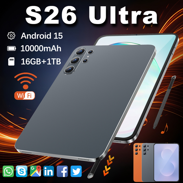 Hot Sale S26 Ultra 10.1 Inch Game Tablet with 16MP+32MP Cameras Octa Core 16GB RAM 1TB ROM Android 15 for Global Market