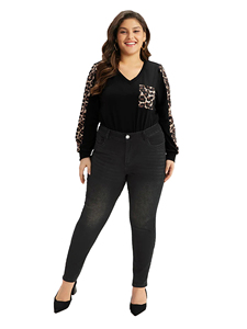 Legging Slim Fit extensible taille moyenne <span class=keywords><strong>noir</strong></span> de grande taille pantalon en <span class=keywords><strong>jean</strong></span> <span class=keywords><strong>skinny</strong></span> crayon pour <span class=keywords><strong>femme</strong></span> maman vente en gros - Product Image 5