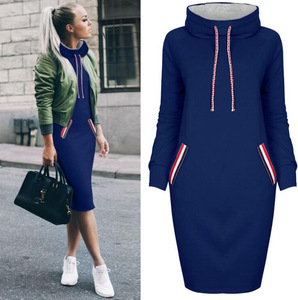 Robe midi décontractée à col roulé en velours uni écologique pour femme, taille naturelle, manches longues, automne-hiver - Product Image 6