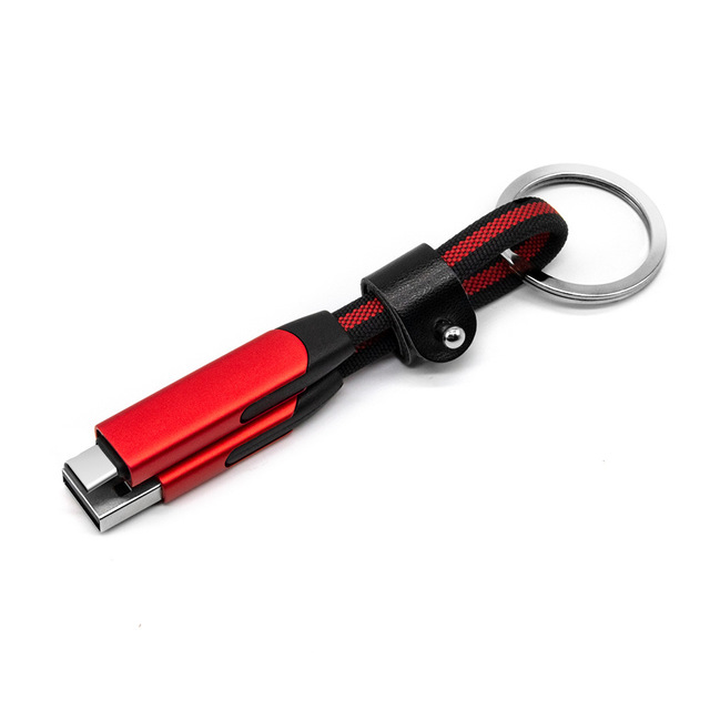 Portable Keychain Multi 4 in 1 6 in 1 USB Charging Cable OTG Data Transfer Nylon Braided Short Charger Cord Wholesale