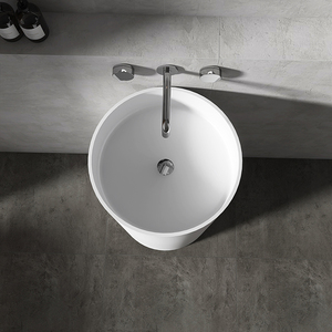 Lavabo de Pedestal Independiente para Hotel con Lavabo Redondo Duradero, Pedestal Blanco Mate para Fabricantes de Lavabos de Baño - Product Image 3