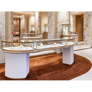 Vitrine de <span class=keywords><strong>bijoux</strong></span> personnalisée haut de gamme de luxe Présentoir commercial en métal doré pour bijouterie - Product Image 6