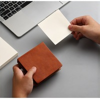 Boîte à notes autocollantes en cuir PU, bloc-notes 3D, étui de rangement, porte-post-it carré, logo personnalisé, papeterie de bureau