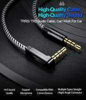Câble audio auxiliaire jack mâle vers mâle TRRS stéréo TRS 3,0 mm plaqué or, angle droit, 4 pôles, pour voiture, ordinateur, haut-parleur, en stock