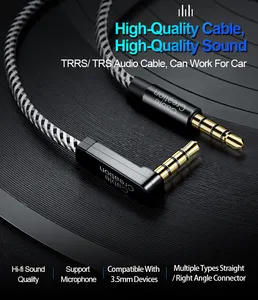 3.5Mm Trs Stereo Trrs Jack Male Naar Male Audio Aux Kabel Haakse 4 Pole Stereo Auxiliary Kabel