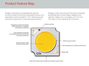 LED COB Bridgelux BXRE-27G10F0-A-83 d'origine, blanc chaud 2700K, 300mA, 34,5V, 120 °   Haute efficacité - Product Image 3