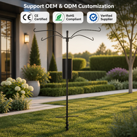 Mangeoire à oiseaux multi-hameçons JH-Mech avec poteau et vis de fixation au sol, station pour oiseaux, OEM ODM, mangeoire à oiseaux en métal personnalisée pour l'extérieur, résistante aux écureuils